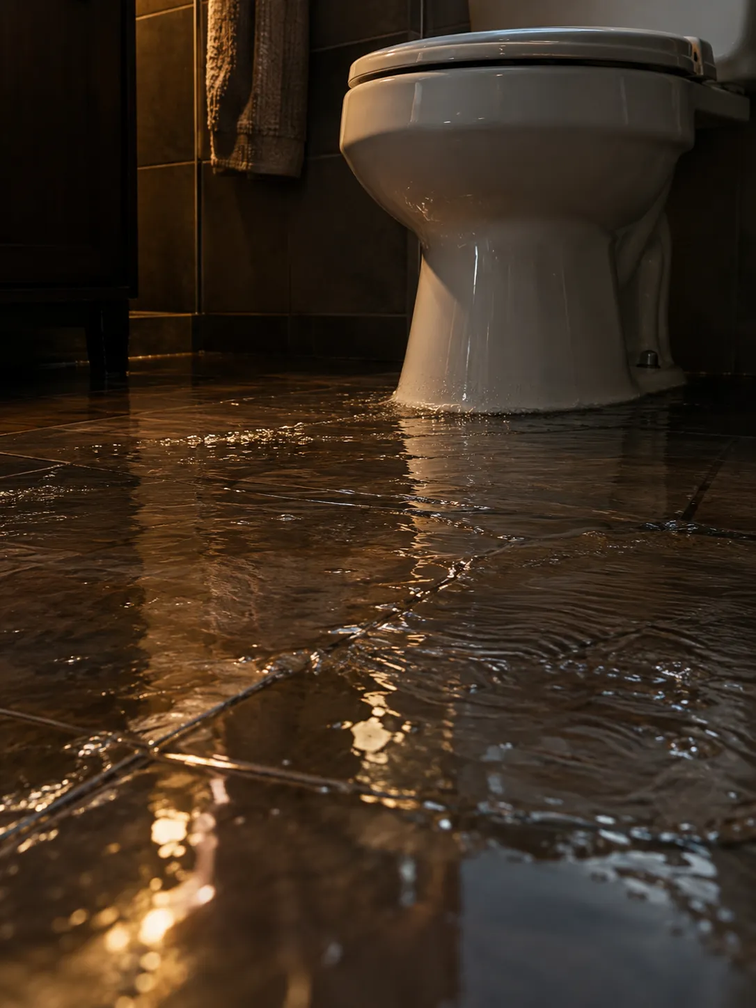 Sewage overflowing from an outdoor gully trap