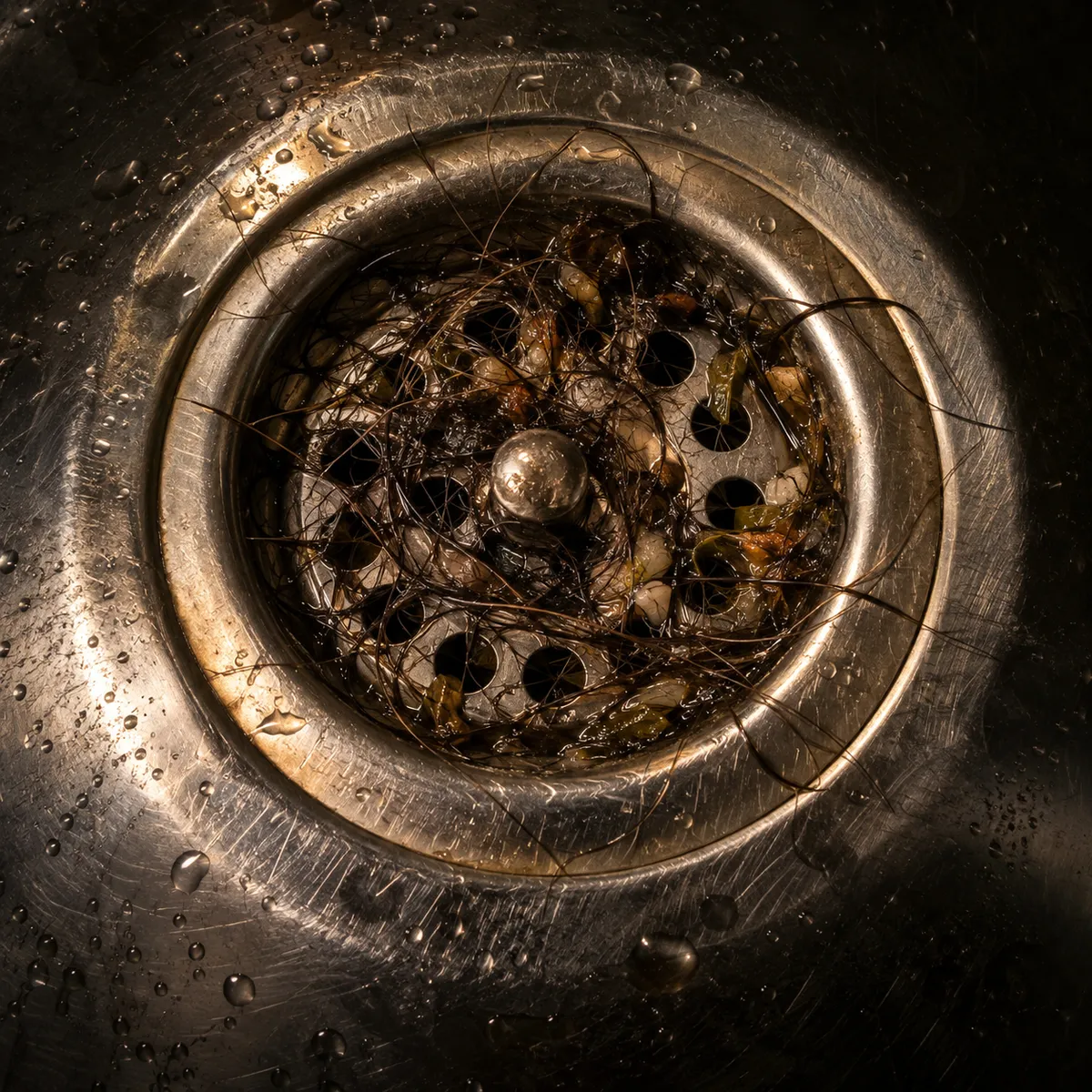 Water sitting around a slow shower floor drain