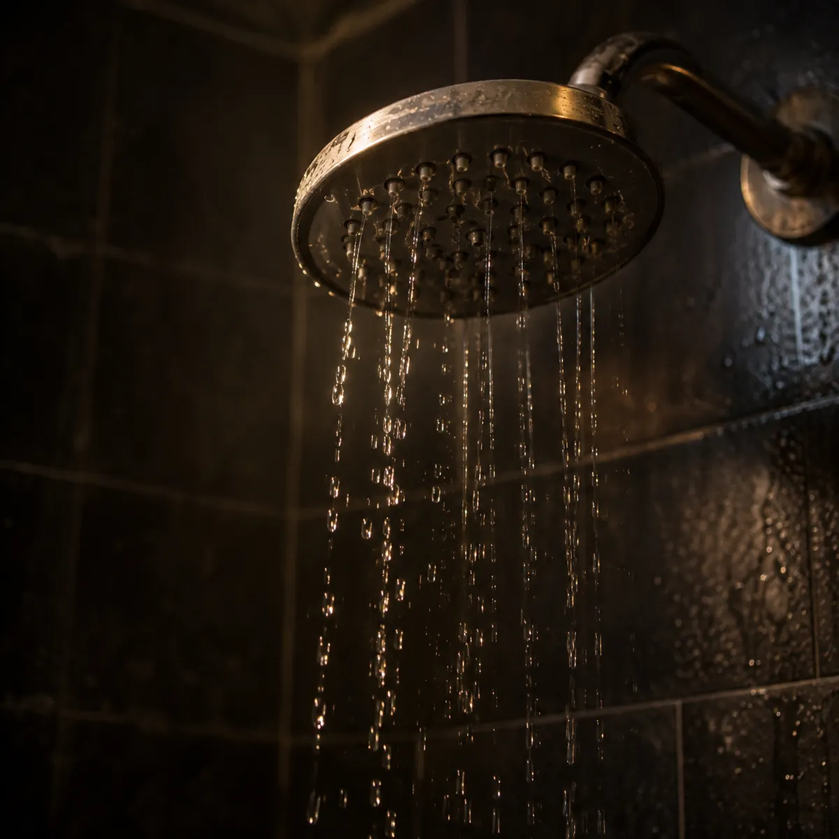 Weak stream of water falling from a shower head